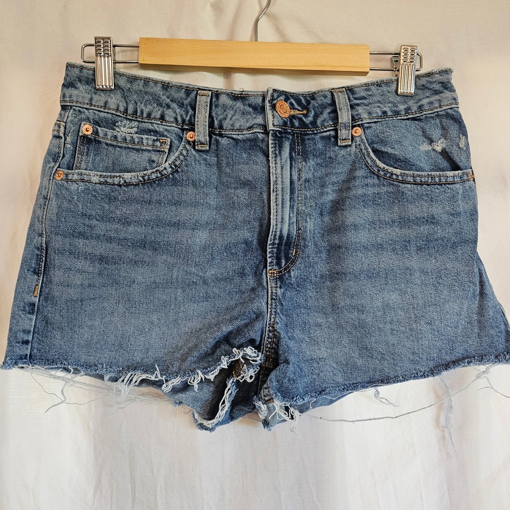 Garage Denim Classic Cut-Offs High Waisted Blue Jean Shorts Size 7 28 Timeless